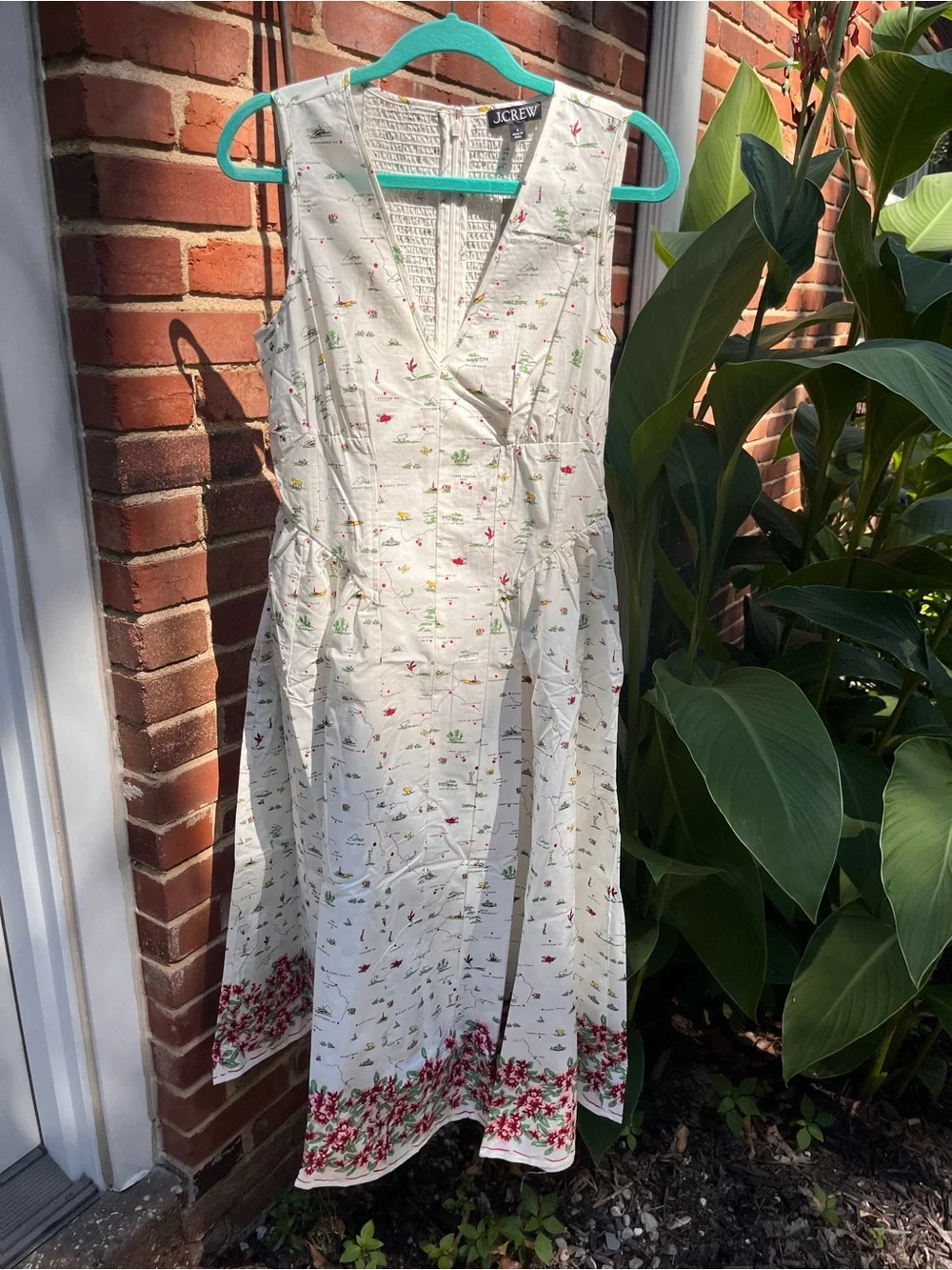 J Crew V-Neck Dress in Map Print NWT
